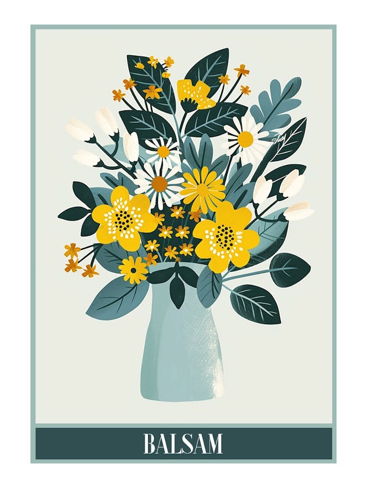 Balsam Tree Flat Illustration 4 Poster