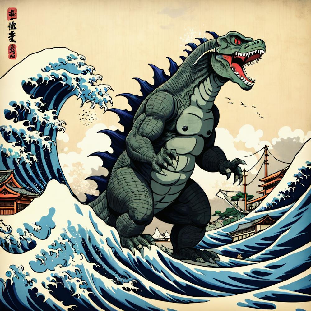 Godzilla On The Wave 1