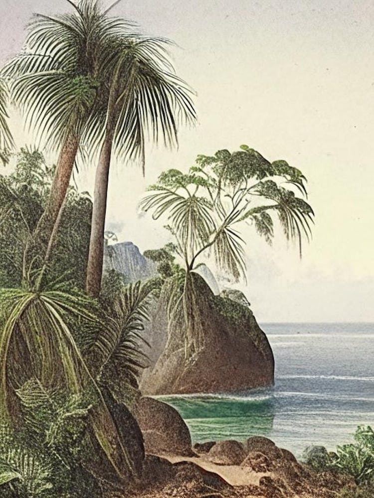 Coastal Cliffs And Rocky Shores Waterscape Vintage Illustration 1