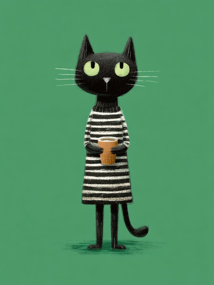 Cat In Striped Dress 3