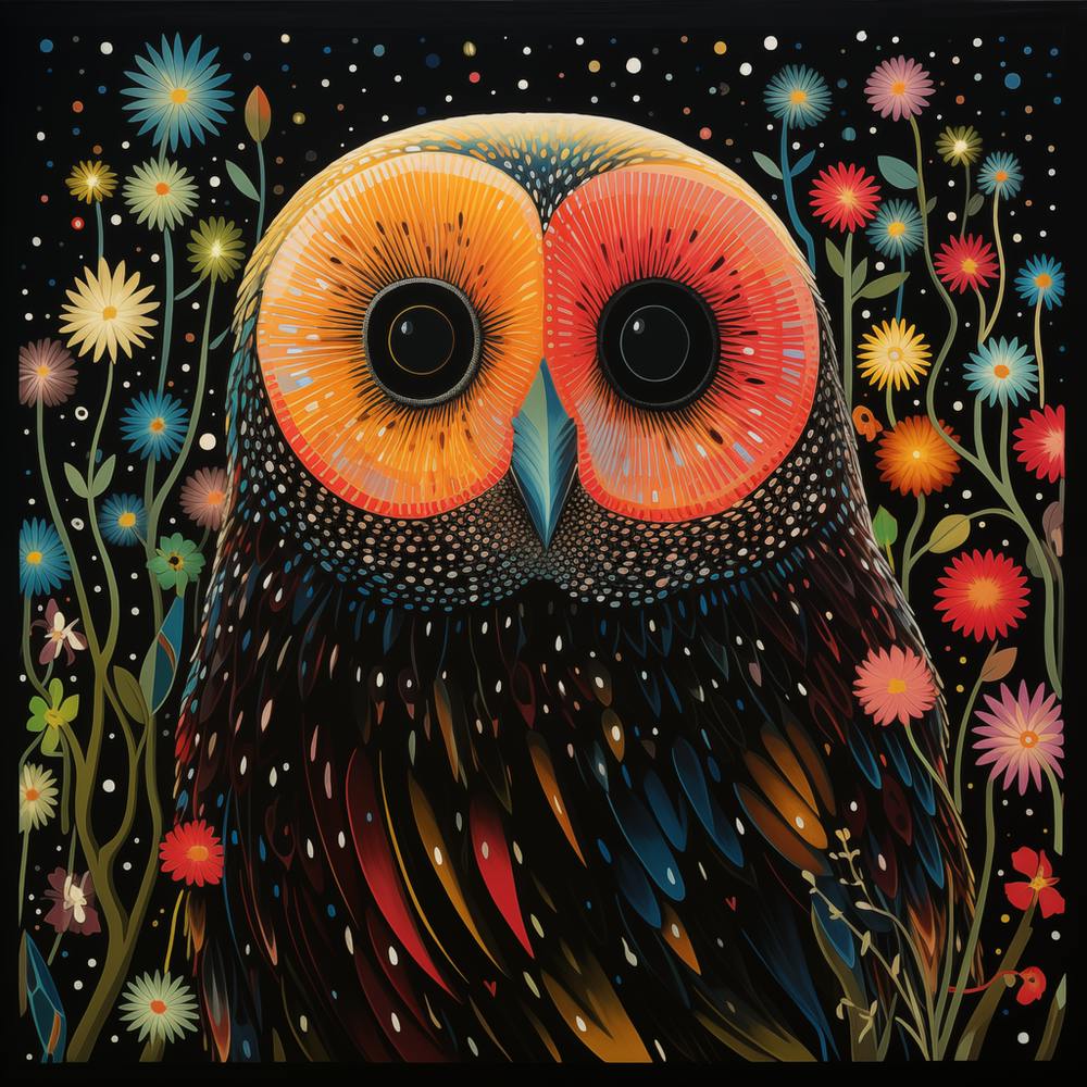 Colorful Barn Owl At Night