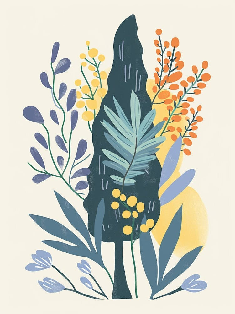 Cypress Tree Flat Illustration 4