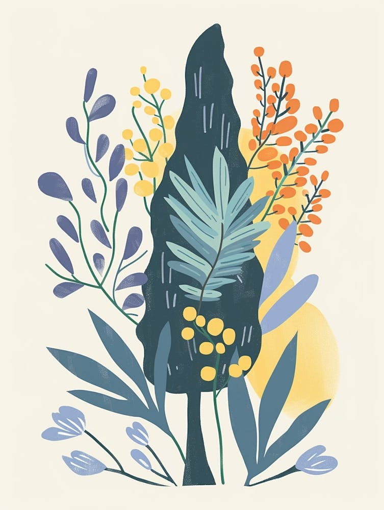 Cypress Tree Flat Illustration 4
