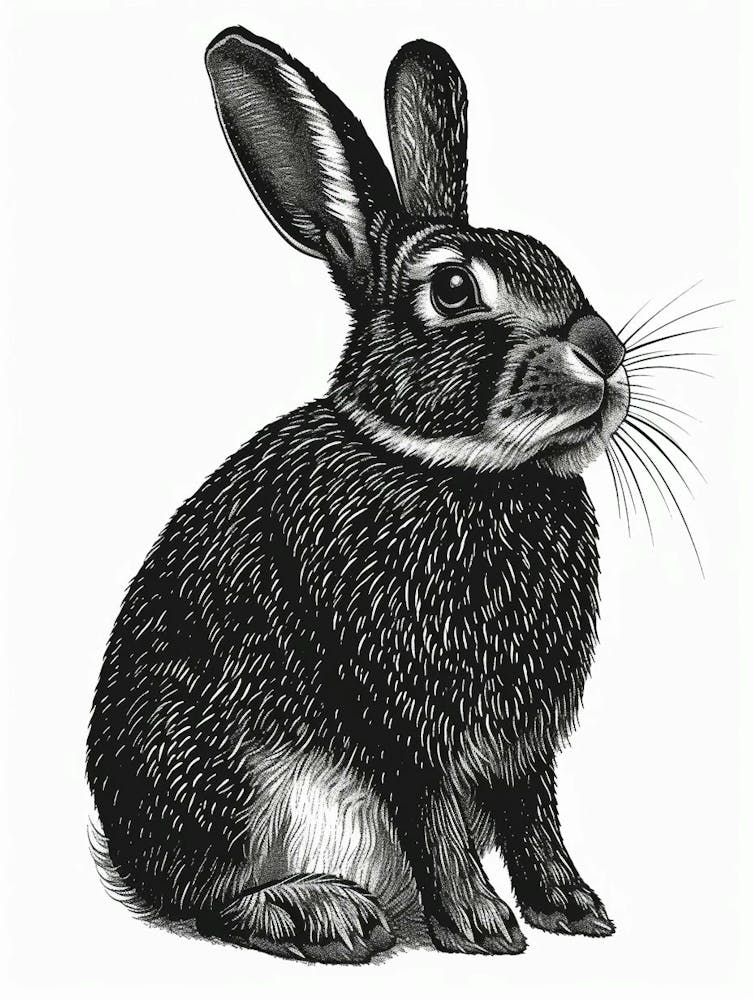 Cinnamon Blockprint Rabbit Illustration 5