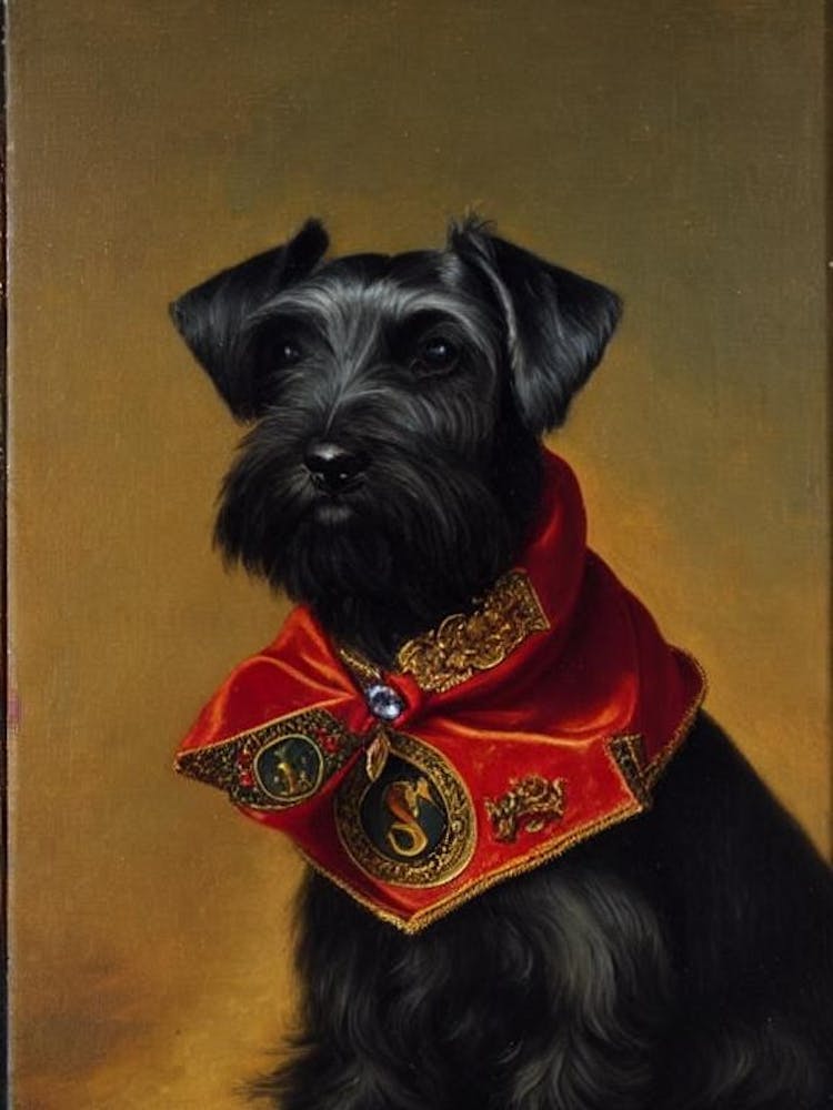 Miniature Schnauzer Renaissance Portrait Oil Painting