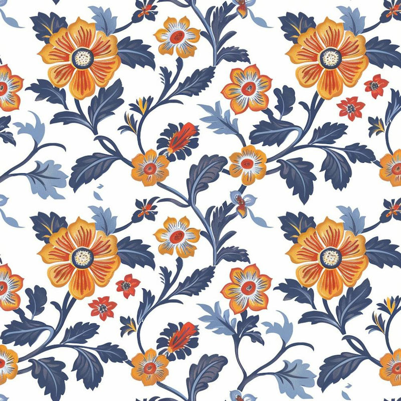 Blue And Orange Floral Pattern