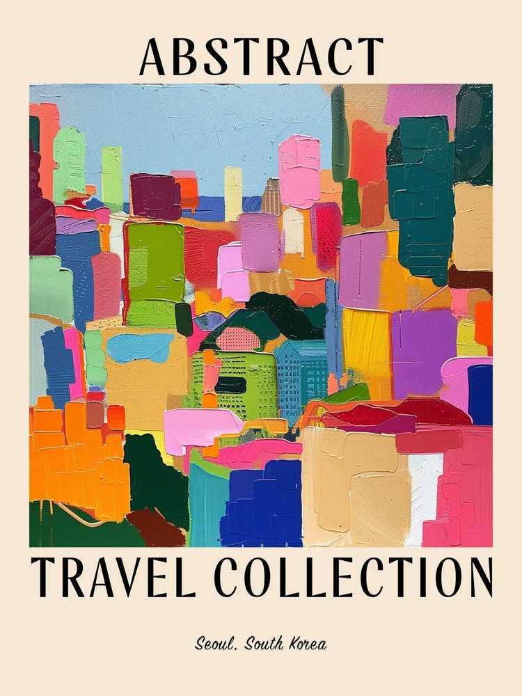 Abstract Travel Collection Poster Seoul South Korea 1