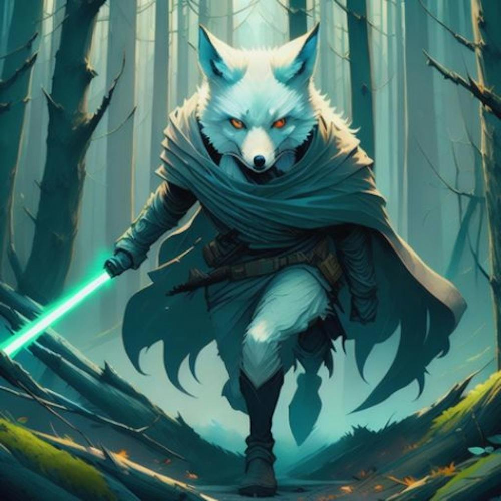 Wolf humanoid wielding a beam saber