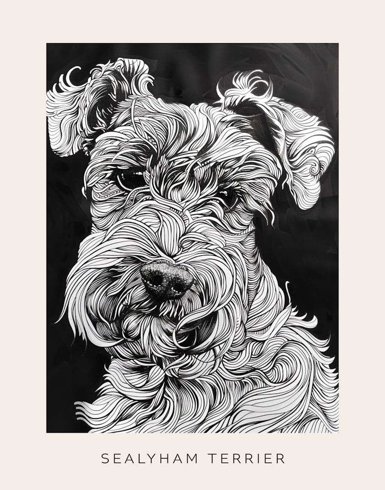 Sealyham Terrier Dog Line Art 3 Poster
