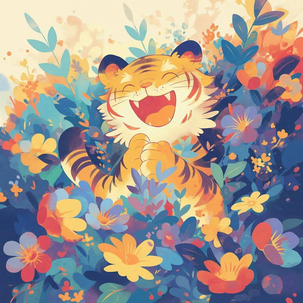 Tiger In Blumen 1
