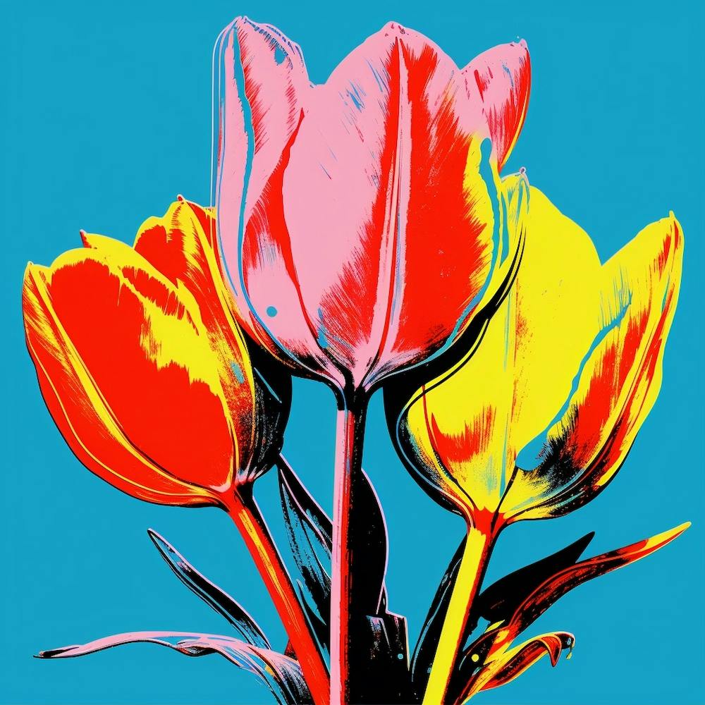 Andy Warhol Style Pop Art Flowers Tulip 2 Square