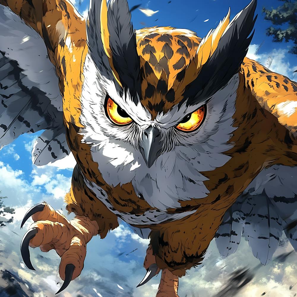 Aggressive Anime Owl Artwork Painting 9