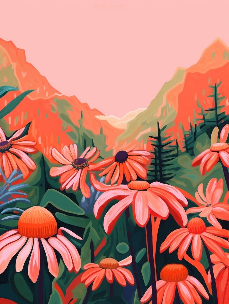 Boho Wildflower Painting Coneflower 2