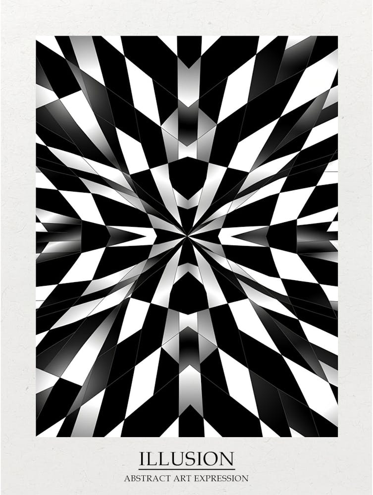 Illusion Abstract Black And White 7 Poster