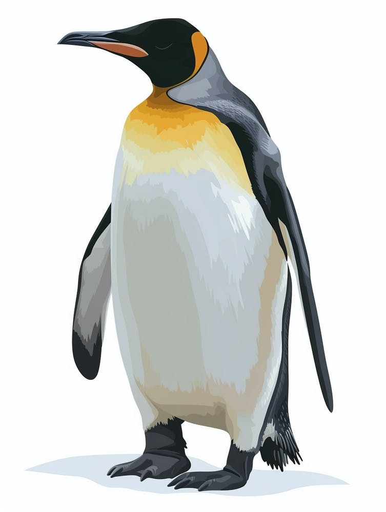 King Penguin Saunders Island Minimalist Illustration 1