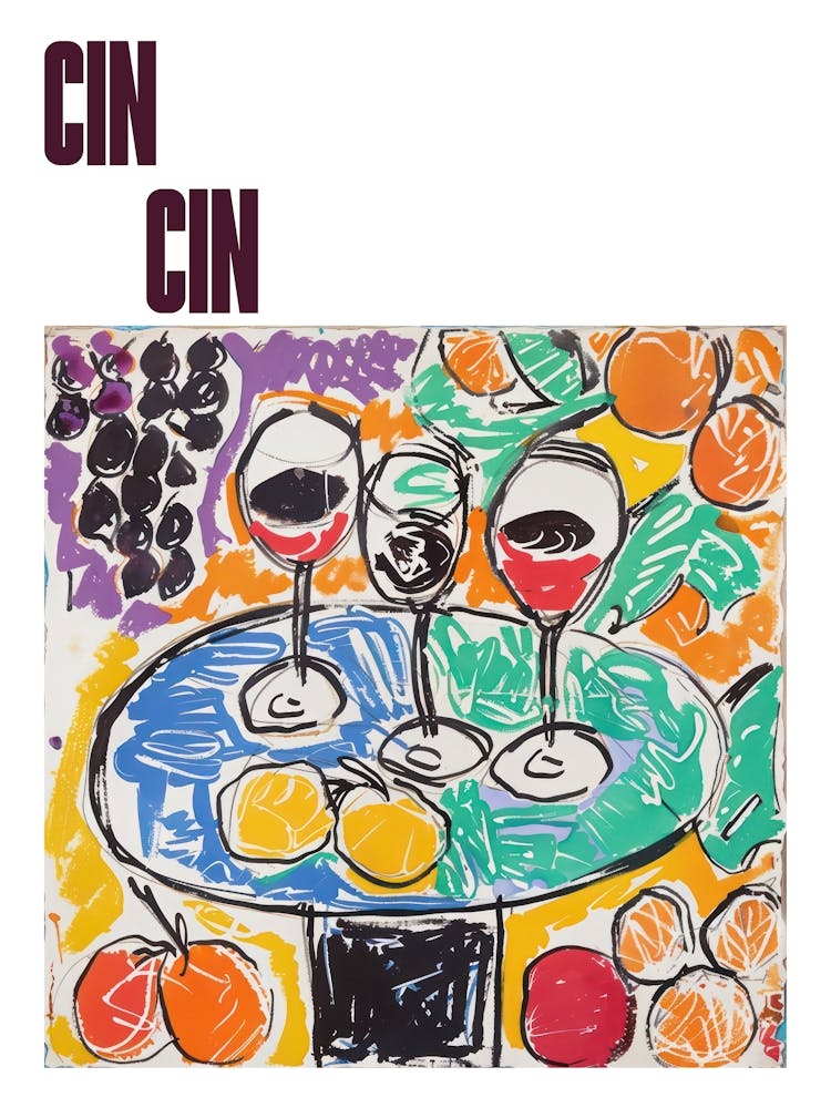 Cin Cin Poster Wine Lunch Matisse Style 7