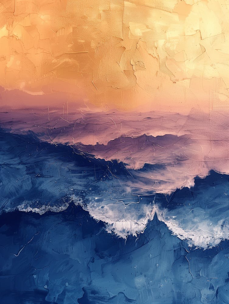 Ocean Waves At Sunset