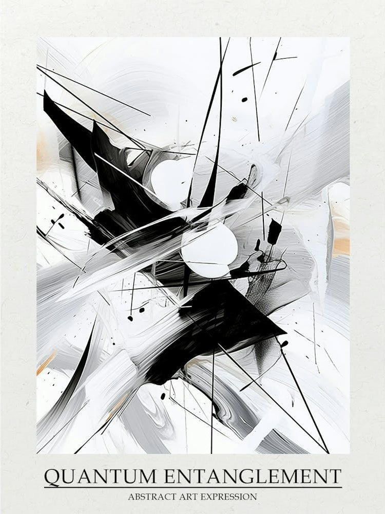 Quantum Entanglement Abstract Black And White 10 Poster