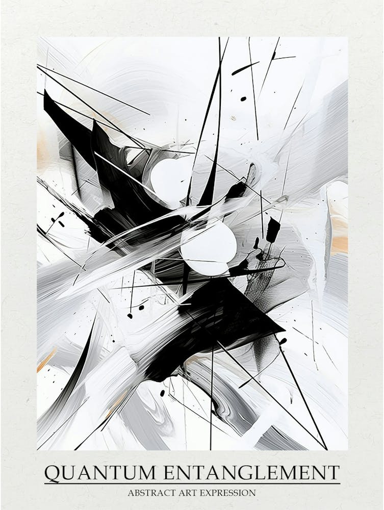 Quantum Entanglement Abstract Black And White 10 Poster