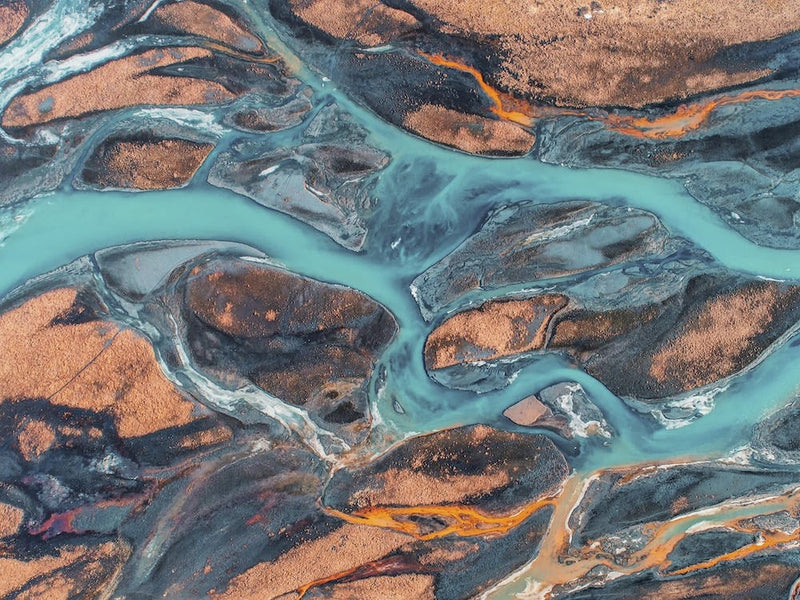 Aerial Snow Melt Rivers