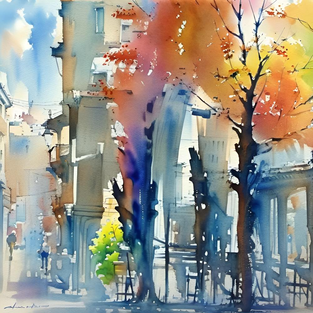 Aquarelle d'une Ville