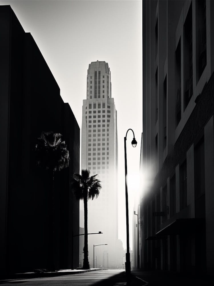 Los Angeles, Black And White Analogue Photograph 1