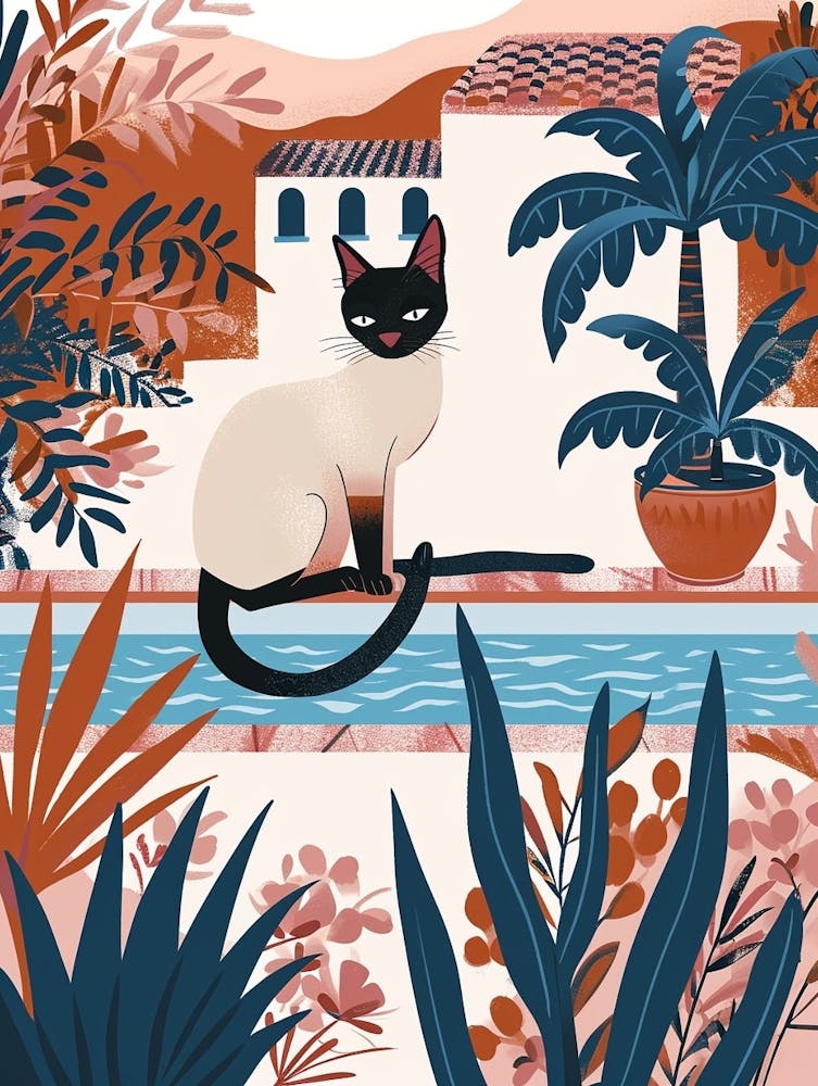 Siamese Cat Storybook Illustration 4