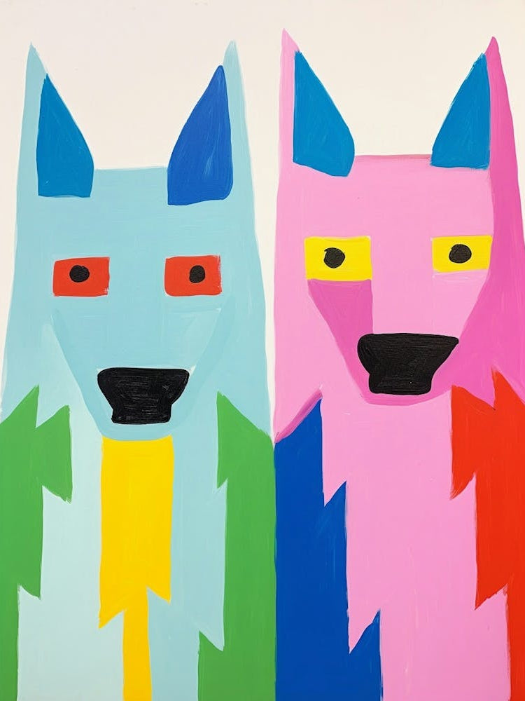 Colourful Kids Animal Art Arctic Wolf