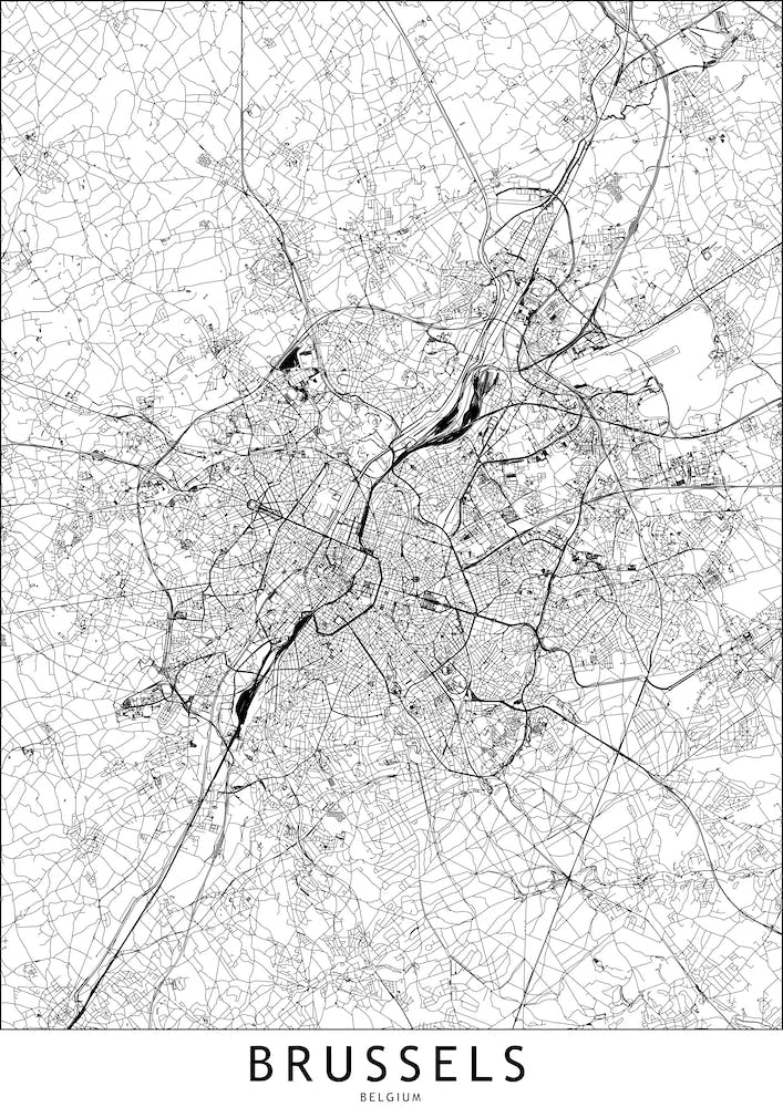 Brussels White Map
