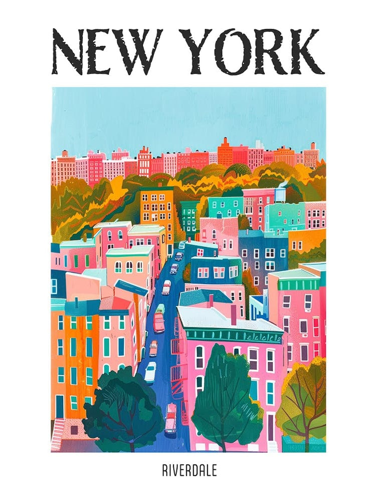 Riverdale New York Colourful Silkscreen Illustration 3 Poster