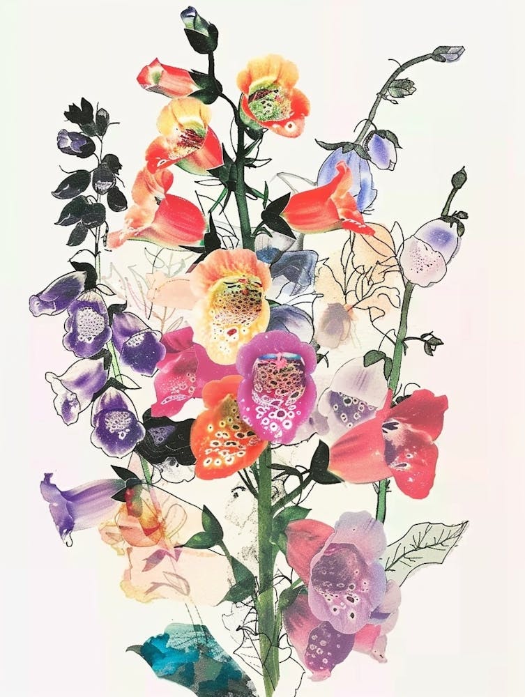 Foxglove 2 Collage Flower Bouquet