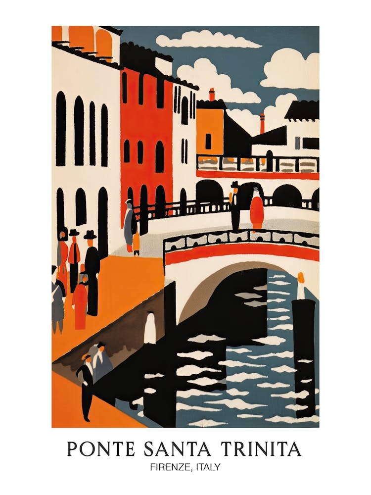 Ponte Santa Trinita, Florence Italy Colourful 2 Travel Poster