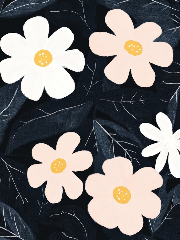 Daisies On A Black Background