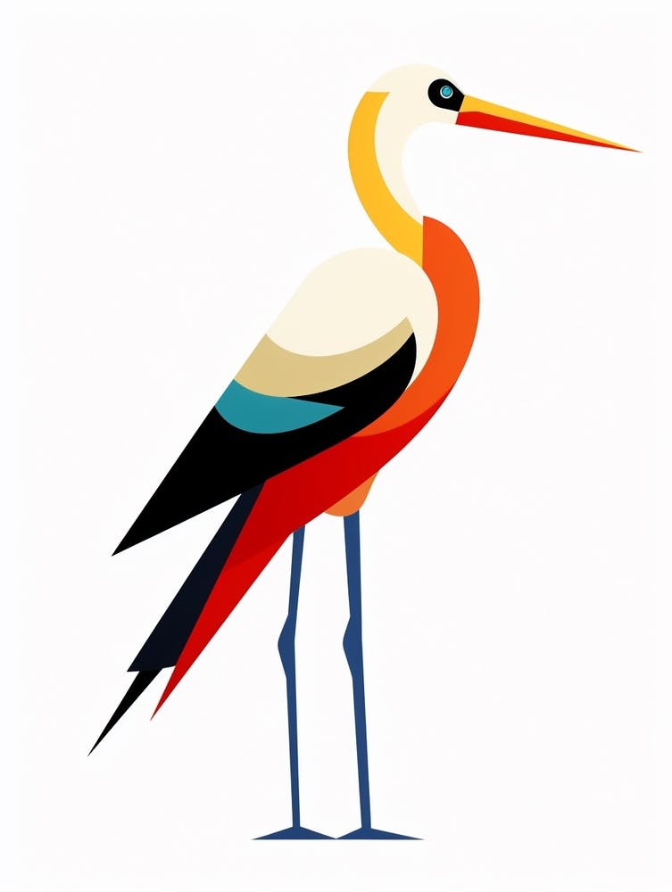 Colourful Geometric Bird Stork 2