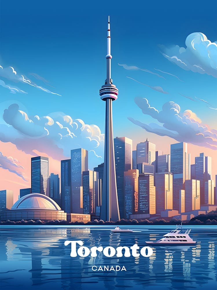 Toronto Canada Cityscape Modern Travel Illustration