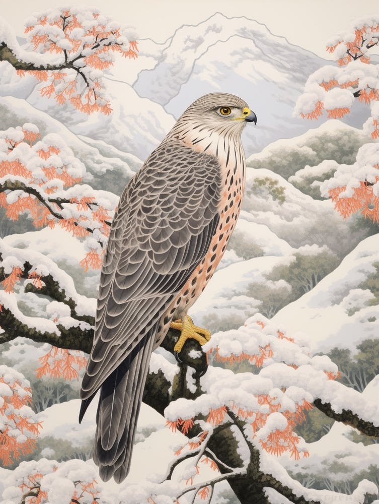 Winter Bird Painting Falcon 3