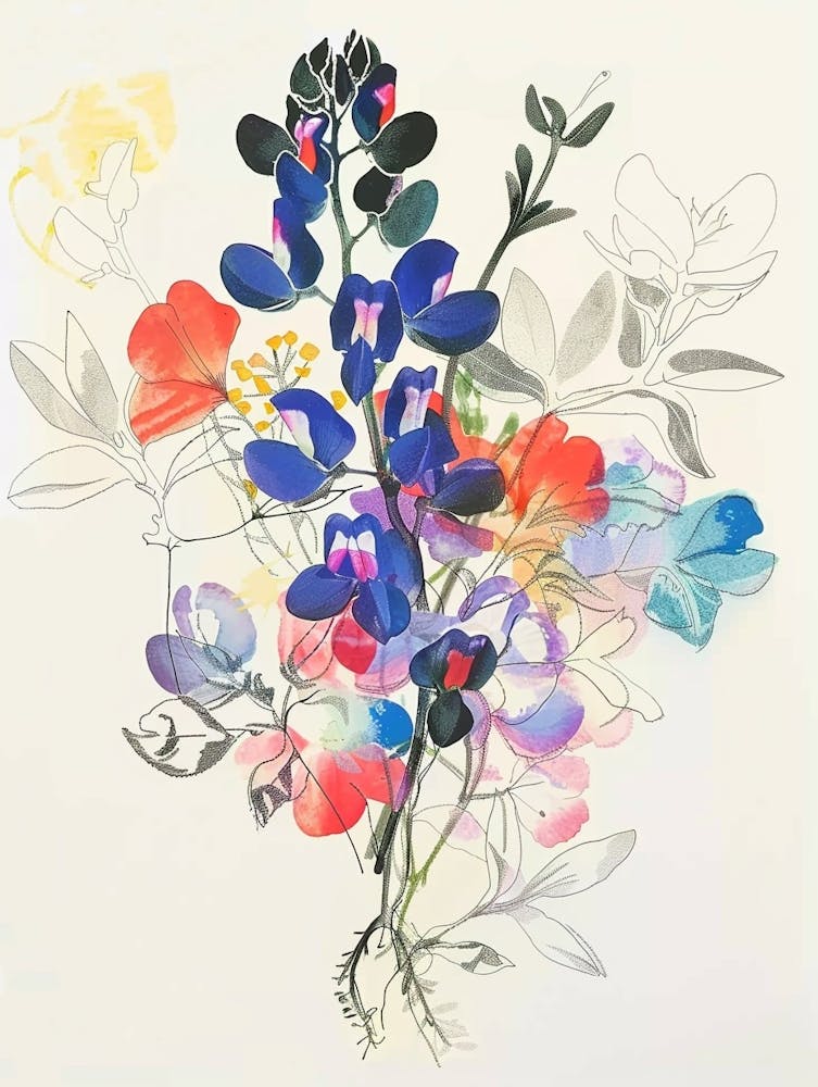 Bluebonnet 6 Collage Flower Bouquet