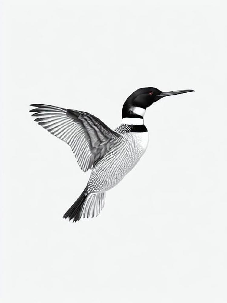 Common Loon B&W Pencil Drawing 1 Bird