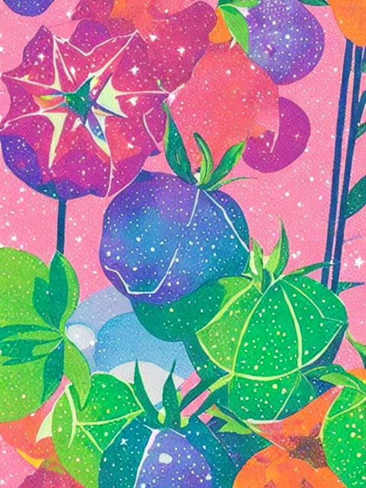 Star Apple Risograph Retro Poster Fruit