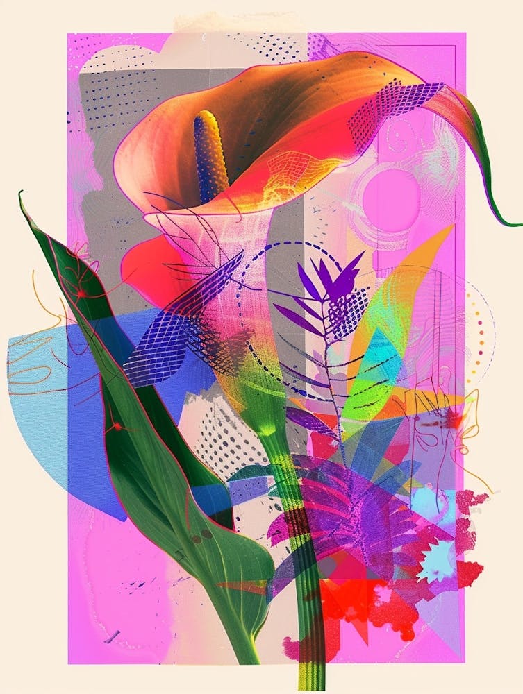 Calla-Lilie 3 Neon Blumen Collage