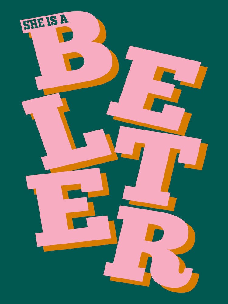 She Is A Belter Gerry Cinnamon Green Pink Print