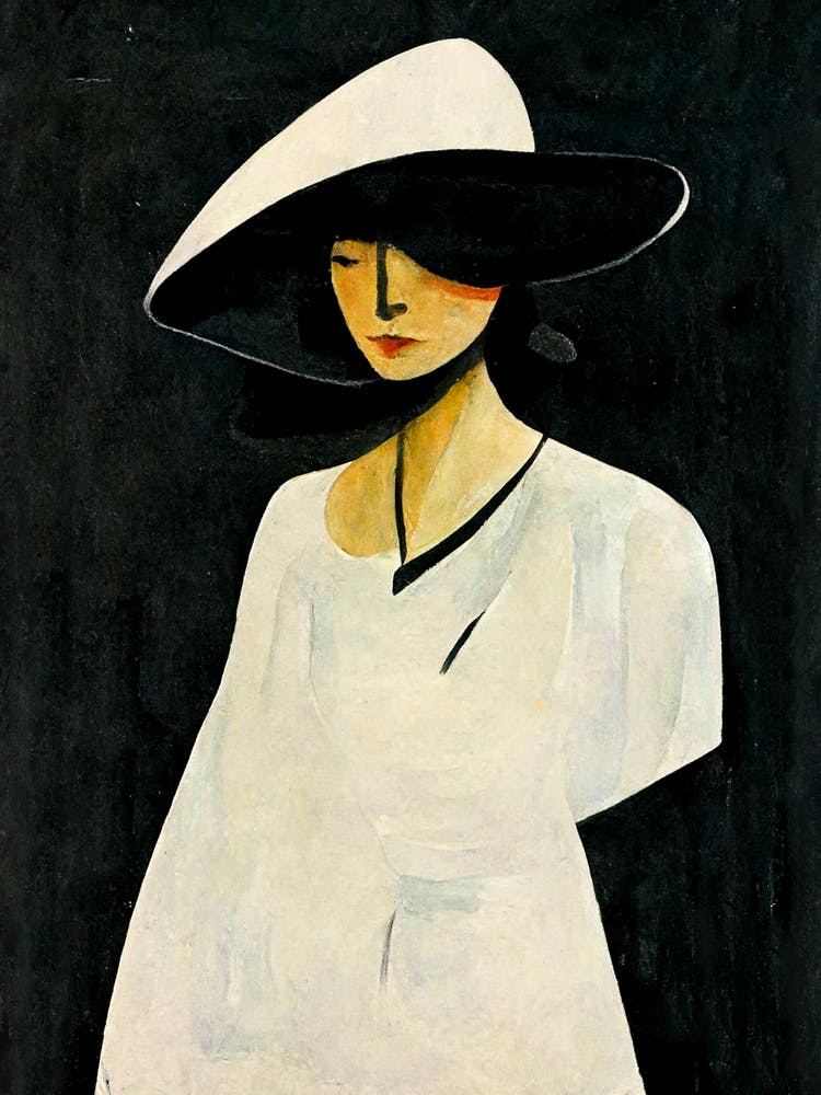Silhouette Of A Woman With A White Hat