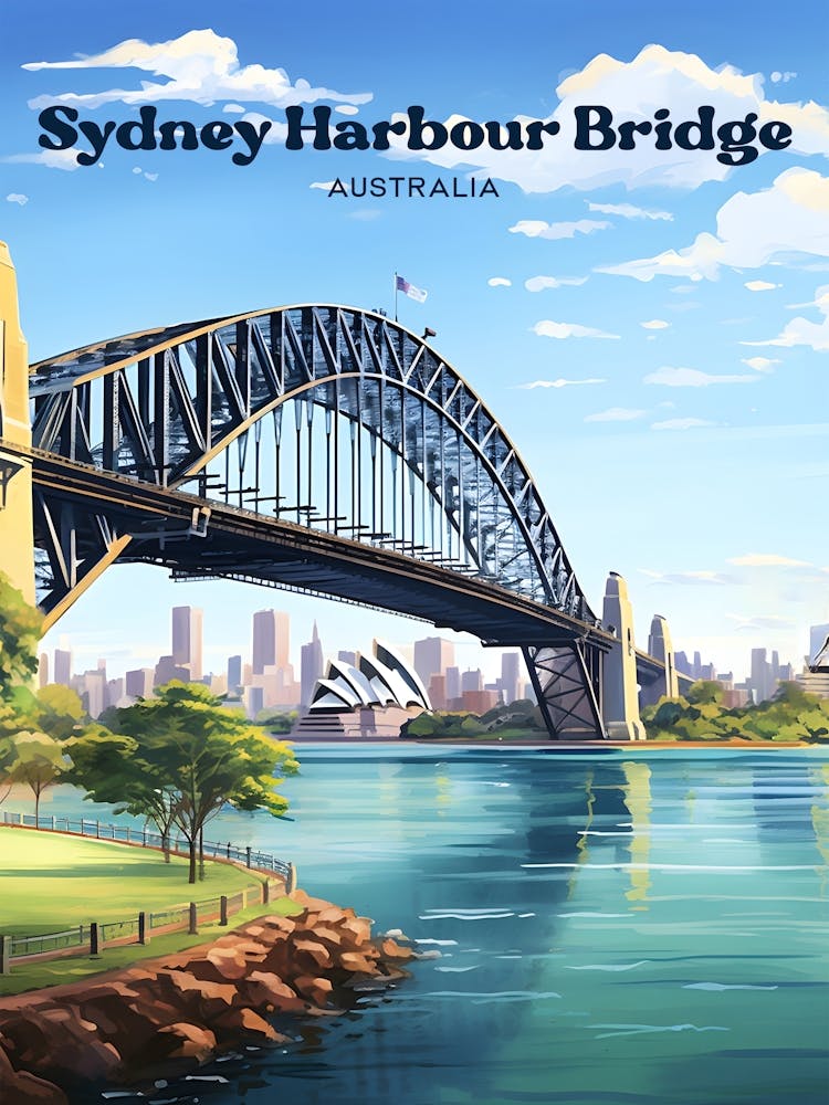 Sydney Harbour Bridge Australia Holiday Modern Travel Illustration