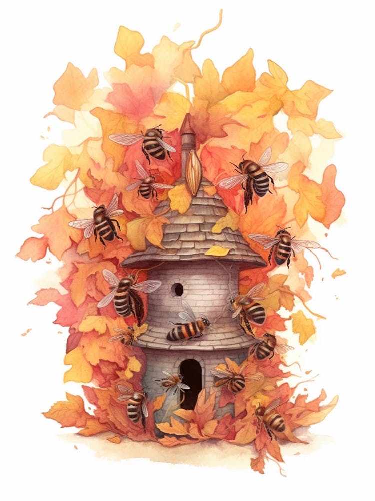 Imker Biene Bienenstock Aquarell-Illustration 4