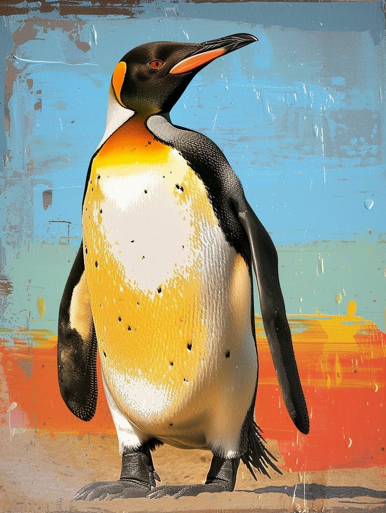 Galapagos Penguin Cuverville Island Colour Block Painting 3