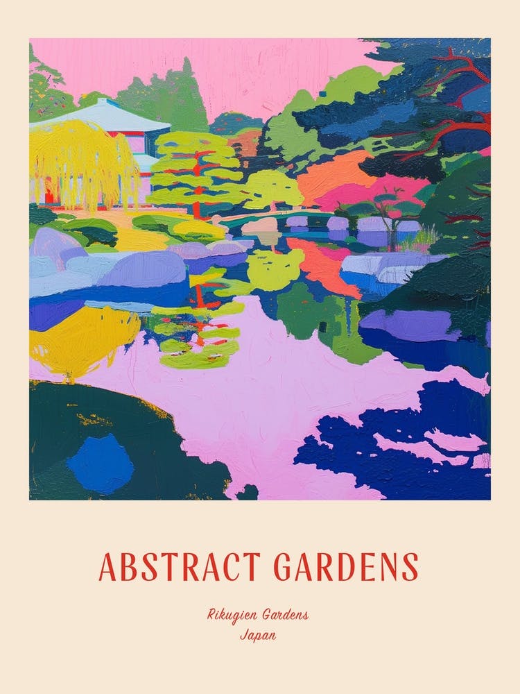 Colourful Gardens Rikugien Gardens Japan 2 Red Poster