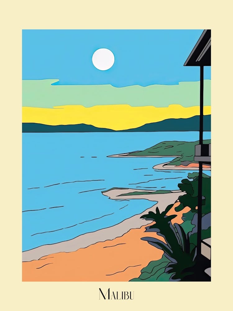 Poster Of Minimal Design Style Of Malibu California, Usa 3