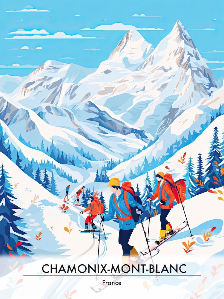 Chamonix Mont Blanc   France, Ski Resort Poster Illustration 6