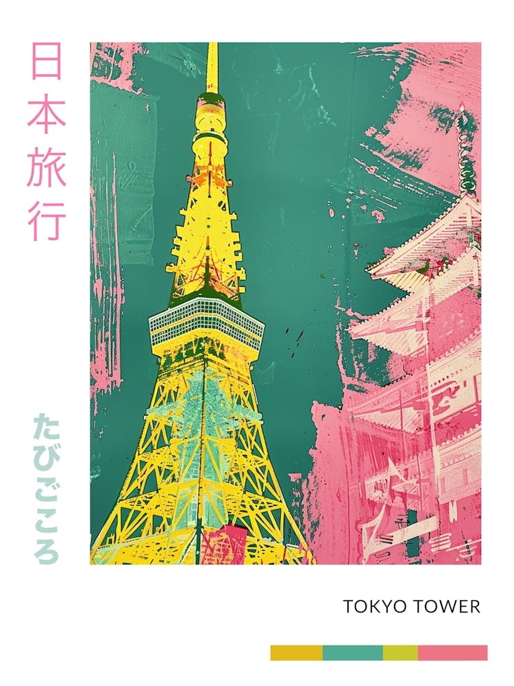 Tokyo Tower Duotone Silkscreen Poster 1