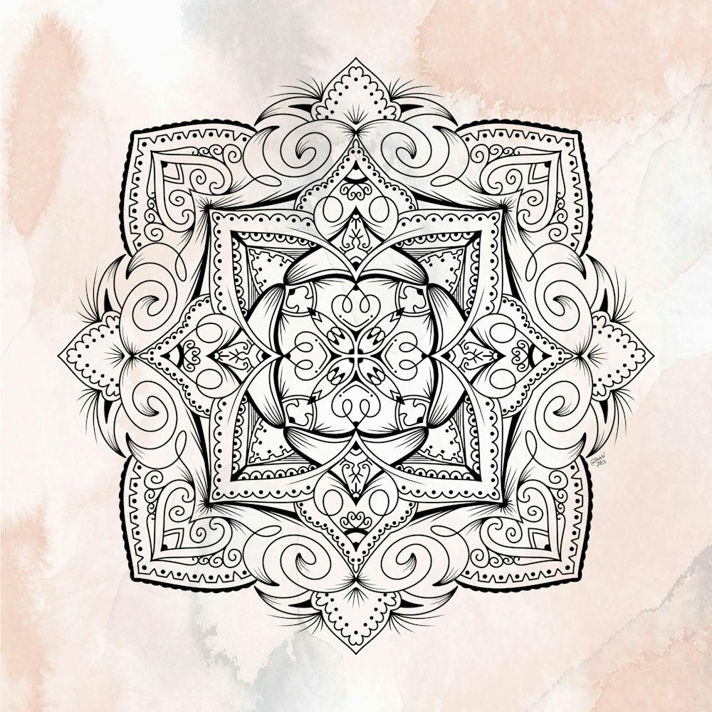 Mandala on Colorful Watercolor Background